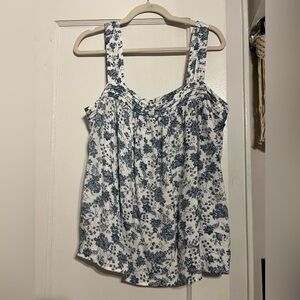 Floral Blue and White Women's Top